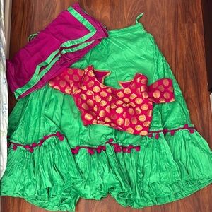 Green and Pink Chaniya choli